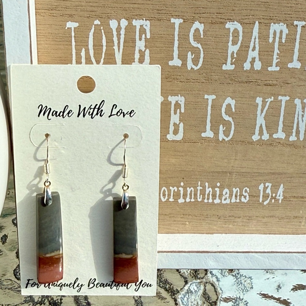 Handcrafted Dessert Jasper Sterling Silver Dangle Earrings